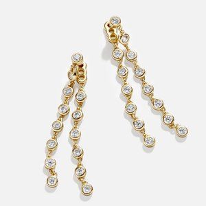 BaubleBar Leia CZ Double Row Drop Earrings in 18K Gold Plated Sterling Silver
